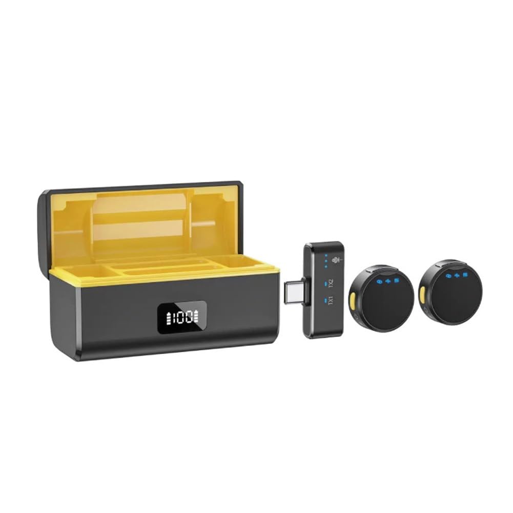Microfono senza fili Action 5 per Pro/4/3/2, Pocket 3 e per Osmo per 360, per microfono Lavalier in ABS compatto con custodia di ricarica, registrazione audio trasparente, nero
