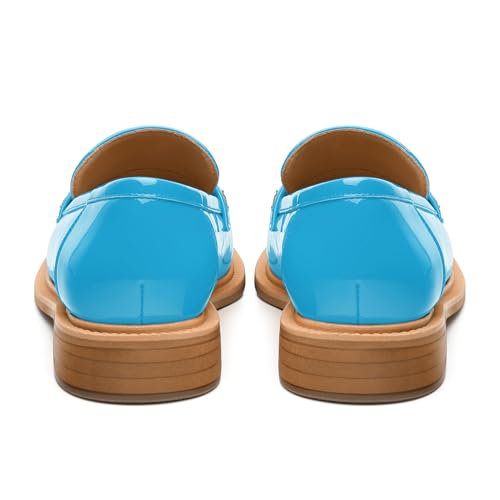 Image of JUSTDANNI Loafers for Women Slip On Shoes with Round Toe 1.2-Inch Low Chunky Block Heel Patent Comfortable Casual Dress Pump Shoes for Wedding Party Work Shopping Dating