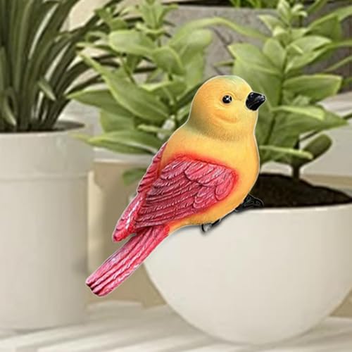 Figurine oiseau avec pot de fleurs en résine, cadeau idéal maison