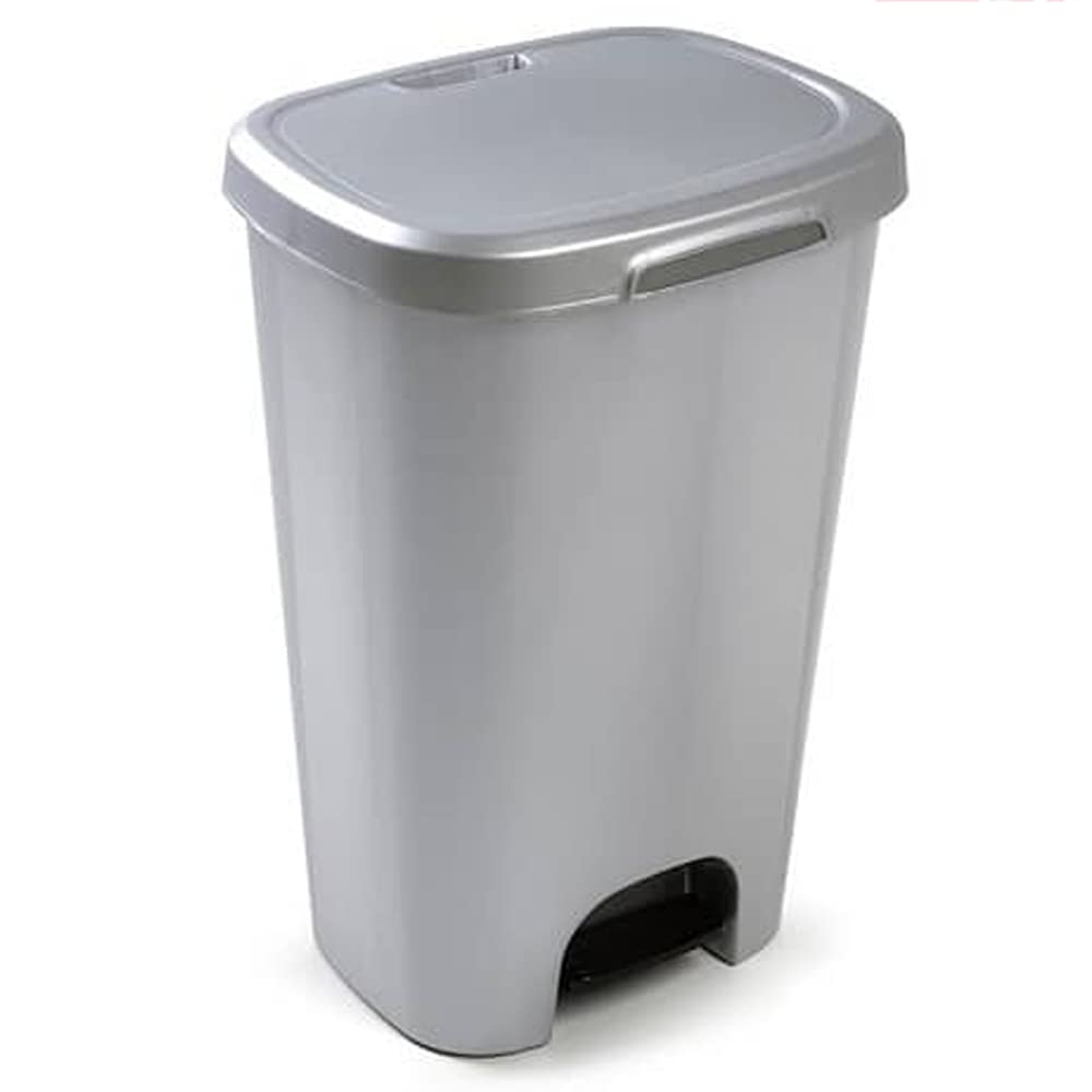 CABLEPELADO -Cubo de Basura con Apertura de Pedal 50 litros, para vivienda - Cubo Ligero y Resistente, Apto para reciclaje y almacenaje - PP - plástico, color gris
