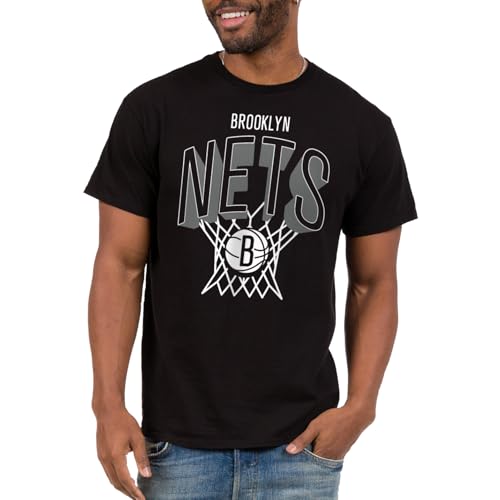 Junk Food Brooklyn Nets NBA Nothing But Net Team Logo - Adult Short Sleeve Fan T-Shirt for Men and Women Black
