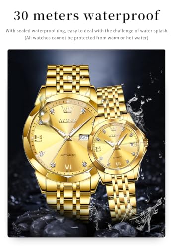 Image of OLEVS Womens Watches Diamond Luxury Dress Gold Wrist Watch Stainless Steel Waterproof Luminous Date