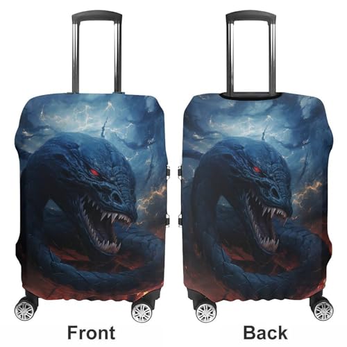 Black Snake in Flames Travel Luggage Cover Anti-scratch Suitcase Cover Elastic Suitcase Protective Cover Fits 19-32 Inch Luggage L3