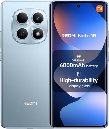 Image of XIAOMI Redmi Note 15 4G LTE (Compatible with Tmobile Mint Tello & Global) (128GB + 6GB) 6.77 inch 120Hz 108MP AI Camera Global Version Dual Sim Model 2510DRA23L Liberado (Glacier Blue)