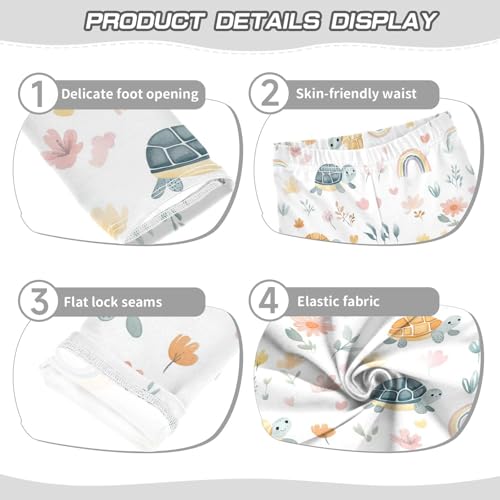 Cute Turtles Girls' Leggings Toddler Doodles Rainbow Kids Yoga Pants Dance Active Tights 4T3