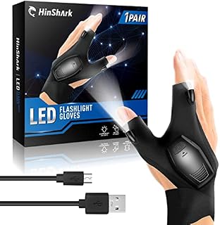 Hinshark Gifts for Men, Valentines Gifts for Him, Rechargeable Gloves with Lights for Fishing Gifts for Men, Gadgets for Men Gifts, Birthday Gifts for Him, Christmas/Father s Day Gifts for Dad