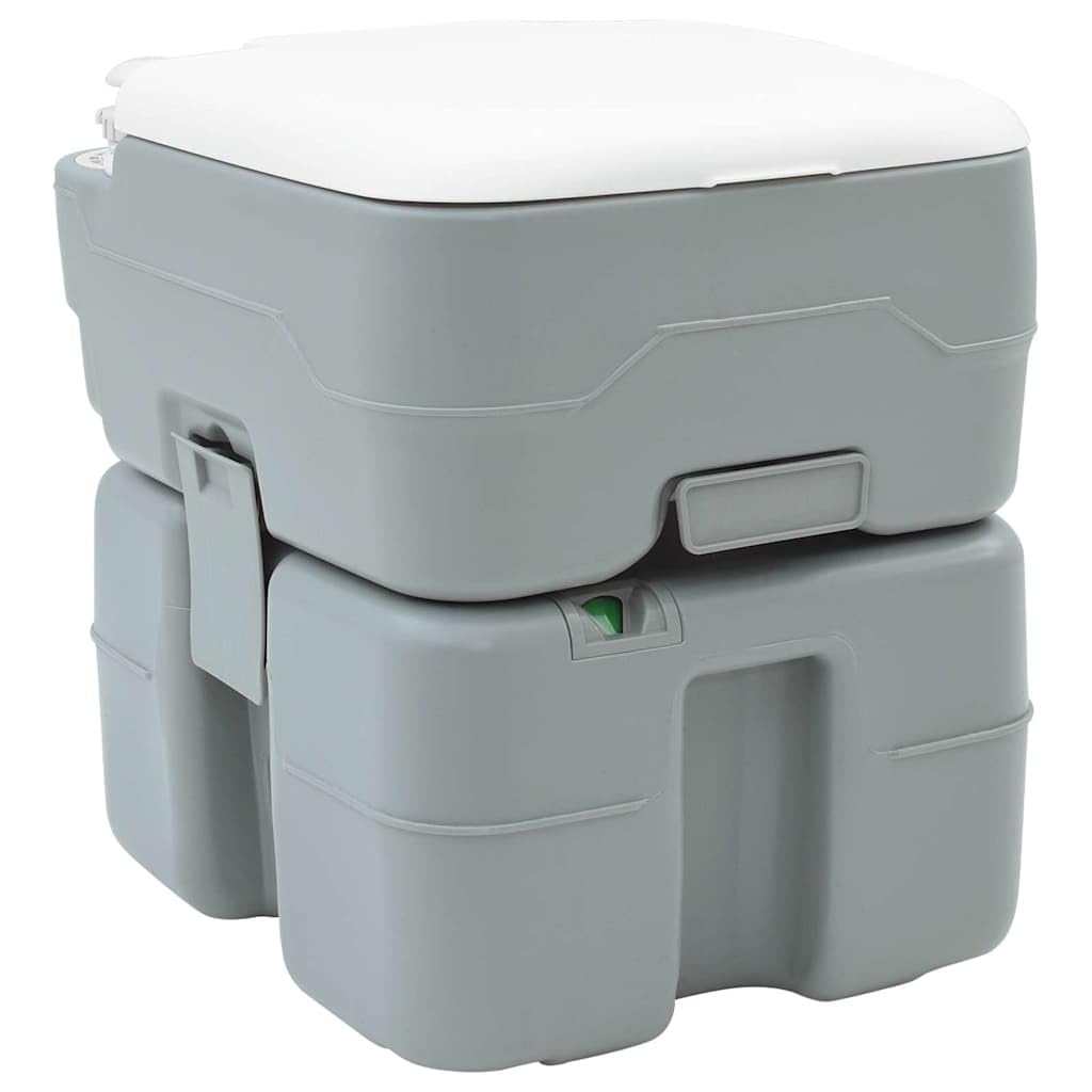 Graue Camping-Toilette aus hochdichtem Polyethylen, 41,5 x 36,5 x 42 cm, tragbar für Outdoor Camping wandern Trekking, Zelt und Reise, leicht zu reinigen für Ausflug und biwak