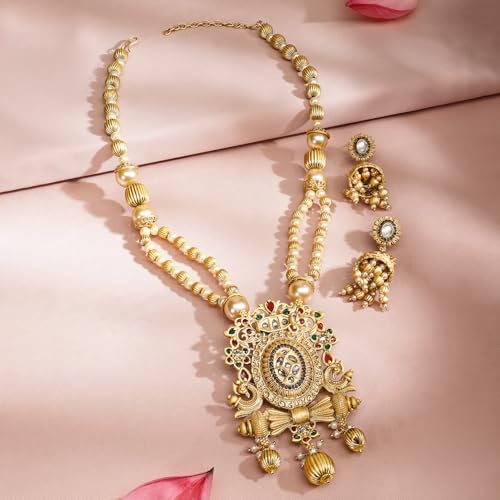 Image of Rubans Necklace Set Gold Plated Traditional Jewellery Gift for Women & Girls