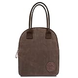 Large Insulated Waxed Canvas Lunch Bags for Women by ASEBBO, 10L Reusable Thermal Lunch Tote for Women with Thick Aluminum Foil, Lunch Box for Women Best For Work, Picnic, College, School (Brown)