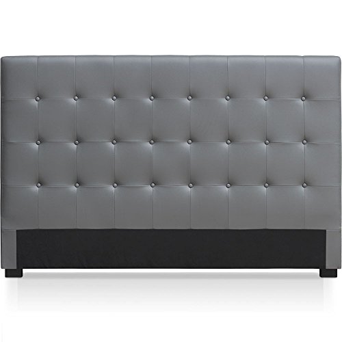 Menzzo Tête de lit Luxor 180 cm – Tissu Gris capitonné – L180 x P8 x H120 cm –...