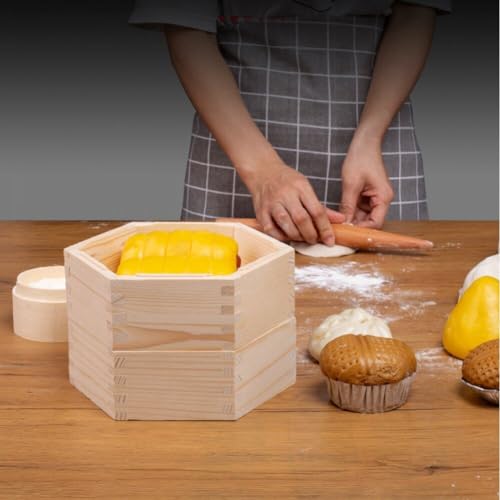 Dim Sum Cantonais Hexagonal en Bois : Panier Grille À Vapeur Authentique