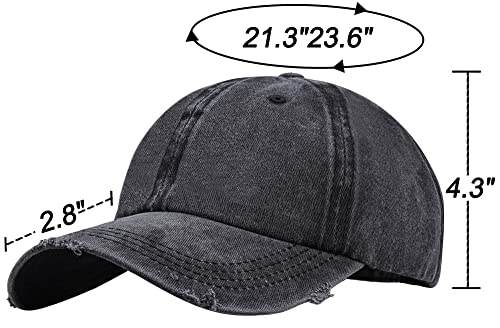Image of Eohak Ponytail Baseball Hat Distressed Retro Washed Cotton Twill