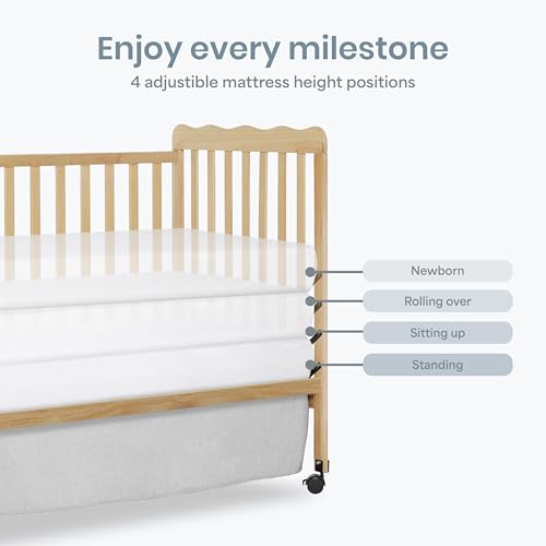 Image of Dream On Me Full Size Carson 3-in-1 Convertible Baby Crib, Locking Wheels | Portable & Converts to Toddler Bed & Daybed, 3 Adjustable Height, Wooden Crib, GREENGUARD Gold & BSA Verified, Natural