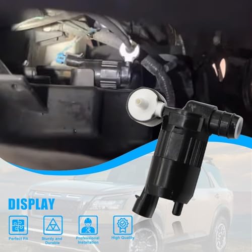 Image of SecosAutoparts Windshield Washer Pump 28920-3JA0A 289203JA0A 289103JA0B Compatible with Nissan Pathfinder 2013-2019, Fit for Infiniti QX60 JX35 2013-2021, 2-Pin Twin Outlet, Replace PUM812071 1WP0001