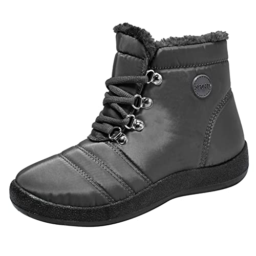 Bottes d'hiver en daim femme : chaussures de marche à lacets confortables