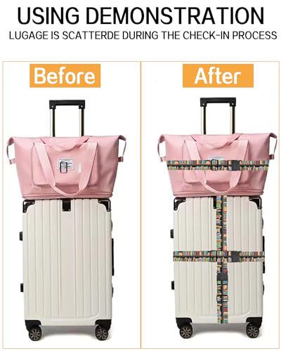 Image of Luggage Straps for Suitcases, Adjustable Travel Belt, Durable Wide Luggage Strap, Cute Suitcase Strap Identifiers with Buckle, Bag Straps for Luggage, Cute Book Pattern