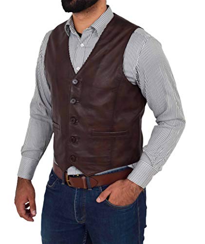 Gilet da uomo in vera pelle stile classico gilet
