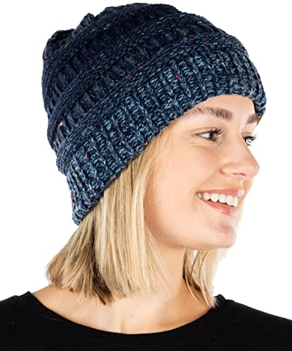 Funky Junque Confetti Knit Beanie - Faded/Variegated - Navy