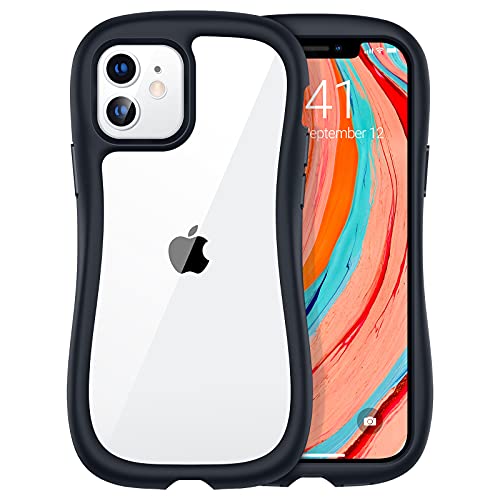 TORRAS iPhone 12 Case/iPhone 12 Pro Case Clear [Elegant Curve Grip] [Certified Military Drop Protection] Shockproof Rigid Back & Soft Silicone Bumper Slim Cover(Series)-Blue Rim