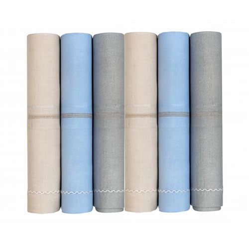 Image of Premium 100% Cotton Handkerchiefs for Men, 48 x 48 cm, Large Size Rumal Napkins, White & Multicolor Stripes