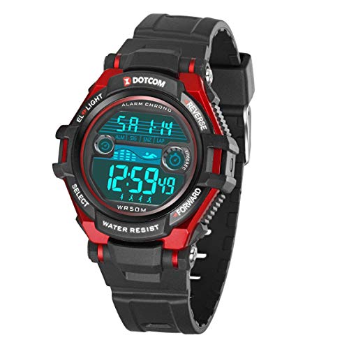 Viecaeio Kids Watches Digital Sport Watches For Boys Girls Outdoor Waterproof Watches With Alarm Stopwatch Colorful Child Wrist Watch Ages 5-17 (Black With Red) #TOP1