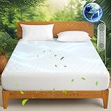 Ivellow Grounding Sheets Queen 10% Pure Silver Fiber 90% Organic Cotton Fitted Sheet Queen Size 16” Deep Pocket Soft Grounded Sheets Earth Connected Bedding White Fitted Bed Sheet with Grounding Cord