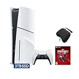 Sony PlayStation 5 Slim Upgraded 3TB Disc Edition Spider-Man 2 Bundle - White, Slim PS5 Upgraded 3TB Ultra Fast SSD Gaming Console Bundle with Wireless Controller and C-Gamers Controller Storage Case [video game] [video game] [video game]