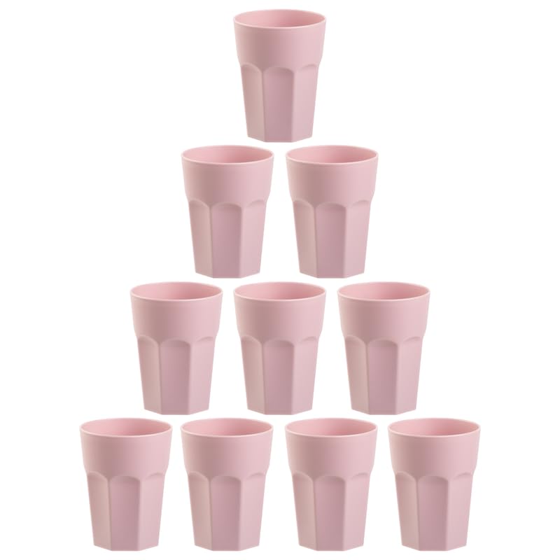 10 x Plastikbecher, Trinkbecher, Rosa, Pastellfarben, 400 ml, Eichstrich, bruchfest, stapelbar, Mehrweg, Kunststoff, wiederverwendbar, Party-Becher, Trink-Glas