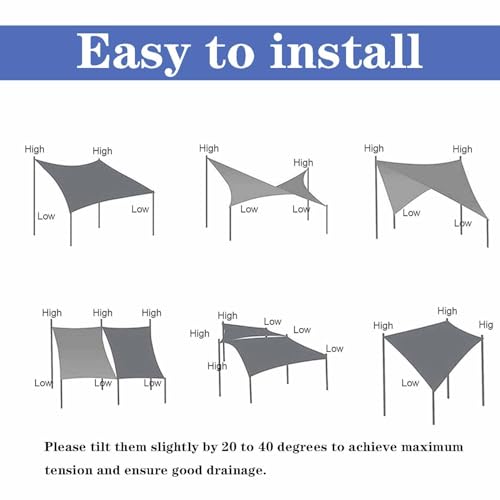 Toile ombrage extérieure imperméable rectangulaire 2x3.1m protection UV - 5