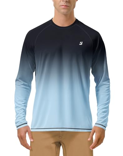 Image of Roadbox Mens UPF 50+ UV Sun Protection Shirts Outdoor Long Sleeve SPF Rash Guard for Fishing Hiking Swimming Running