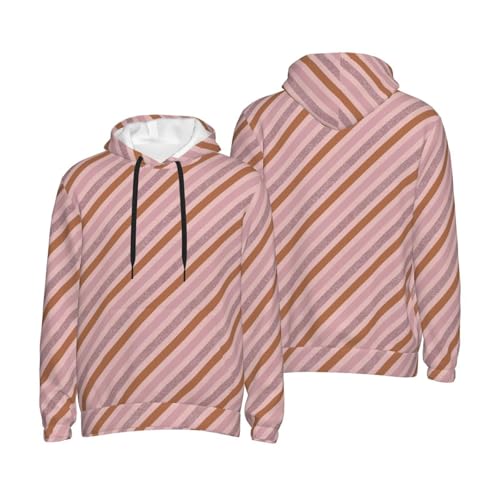 Hoodies For Men - Pink Diagonal Stripe Print Long Sleeve Casual Men'S Hoodies & Sweatshirts Pullover With Pocket4