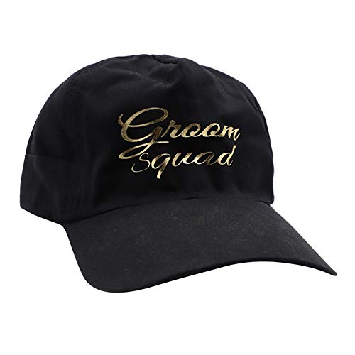 HiPPITY HOP The party collectiveHippity Hop Black Groom Squad Cap with Adjustable Strap Gold Print Color Black