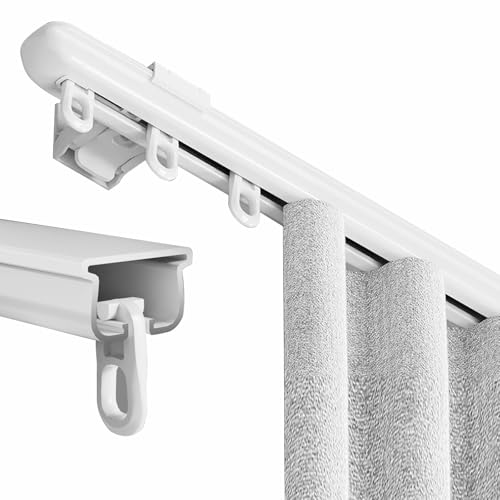 Riel de Cortina Extensible Barra Cortina Techo o Pared 0.85-1.50m 1.75-3.30m 2.2-4.20m Palo de Cortina in Aluminio con Gancho para Separador de Ambientes Gazebo/Ducha/Dormitorio(0.85-1.50m Top Mount)