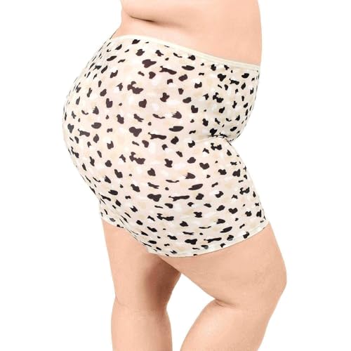 Image of Undersummers Classic Shortlette, Plus Size Slip Shorts for Women Under Dress, Thigh Anti Chafing Shorts Women, Undergarments for Dresses (5X, Leopard)