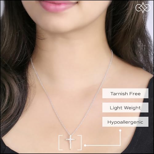 Dazzlingrock Collection Round White Diamond Elegant Cross Pendant with 18 inch Chain for Women (Color I-J, Clarity I1-I3) in Solid Gold2