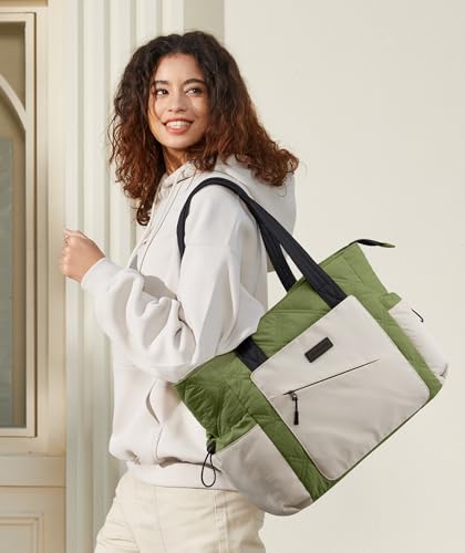 Image of LOVEVOOK Tote Bag for Women, puffer tote bag for Work Travel Nurse, Lightweight quilted Bags with Compartments