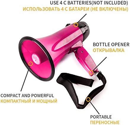 Portable Megaphone Bullhorn 25 Watt Bullhorn Megaphone with Siren Loud Speaker Recording Horn Tour Guide Speakers Microphone Loudspeaker Powerful and Lightweight Amplifiers