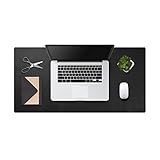 SenseAGE ECO Office Natural Rubber Desk Pad Protector, Leather Office Desk Mat Mouse Pad, Non-Slip PU Leather Desk Blotter, Waterproof Laptop Writing Desk Pad for Office and Home, 31.5” x 15.8”, Black