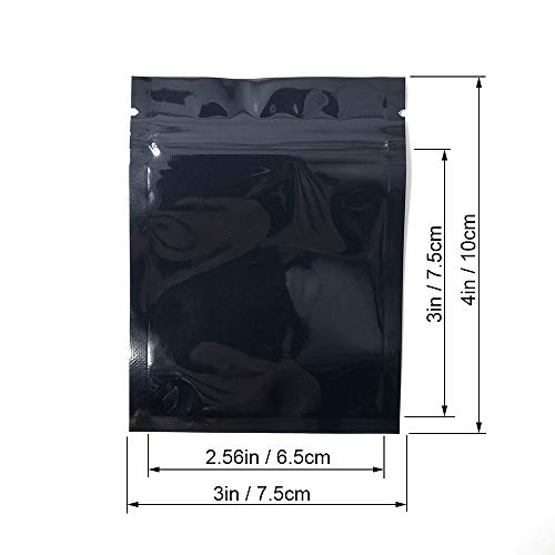 NA/ 200 stuks zwarte hersluitbare Mylar-tassen, geurbestendige zakken, foliezakken, platte druksluitzakken voor het… - Image 4