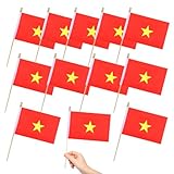TMHTMH 12 Pack Vietnam Miniature Small Wooden Stick Flags Vietnam Mini Handheld Flag Patio Lawn & Garden Outdoor Decorations,8x5 Inch