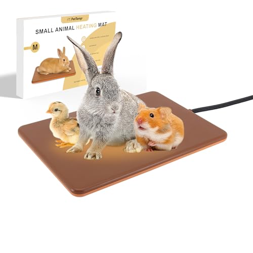 PetTemp Small Animal Heating Pad Small Animal Bed Outdoor/Indoor Winter Thermal Heating Pad for Rabbits Guinea Pigs & Chickens Waterproof & Chew-Resistant Energy-Efficient (S:11.8 x 8.2)