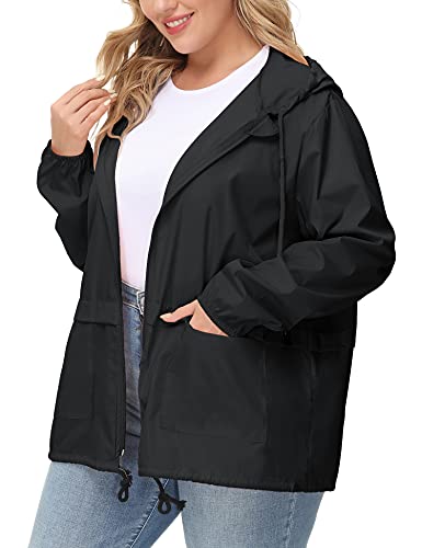 Avoogue Plus Size Raincoat Women Waterproof Rain Jacket Packable Outdoor Hooded Windbreaker2