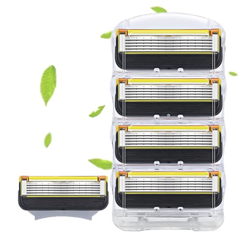 ジレット対応 プログライド/フュージョン 互換 替刃 5枚刃 男性用シェーバーカートリッジ(ブラック&イエロー 4個入り)