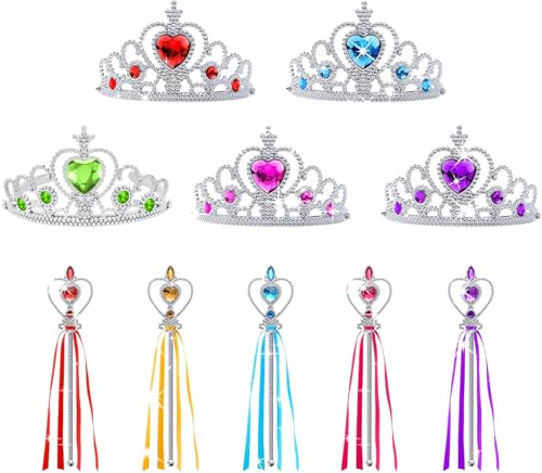 Aomig Elsa 10 Pièces Cadeau Set, Princesse Inclus Couronne avec Baguette Magique, Princesse Dress...