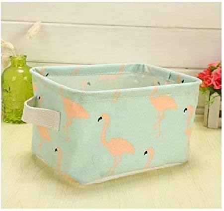 Cubern Cute Print Cotton Canvas Linen Desktop Storage Organizer (Square Green)