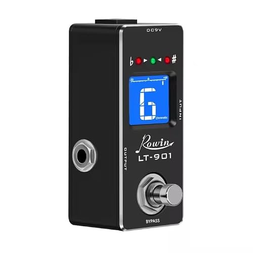 Rowin LT-901 Chromatic Guitar Tuner Pedal – True Bypass, Ultra-Fast Tuning, LED Display, Compact Design for Electric & Bass Guitars DC 9V Powered, No Adapter Included