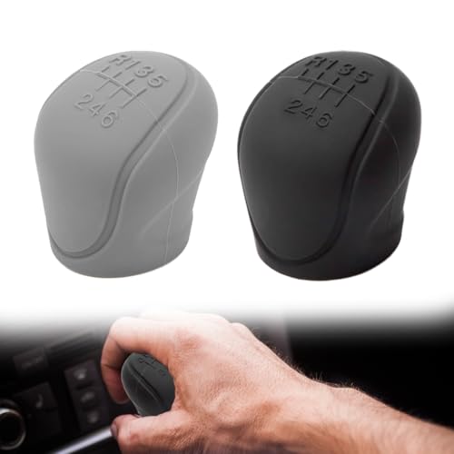 2 peças Capa Pomo mudanças marcha carro antiderrapante preto universal, capa de botão de alavanca de marchas, alavanca de mudança capa, capa alavanca de mudanças de marchas, silicone (6 marchas)