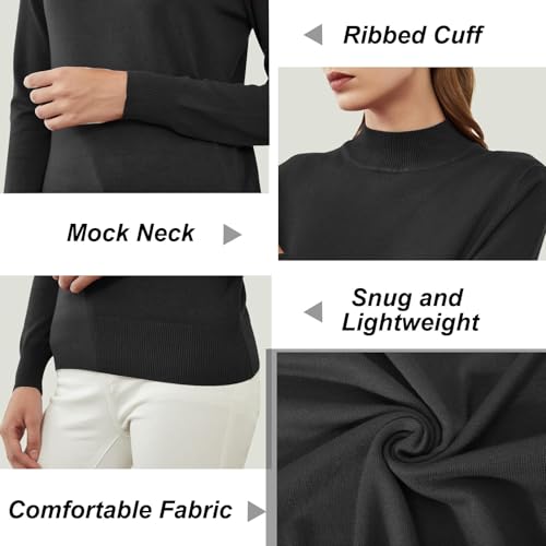 Image of MessBebe Womens Mock Neck Sweater Long Sleeve Knit Pullover Tops Casual Lightweight Jumper Loose Pullover Tops