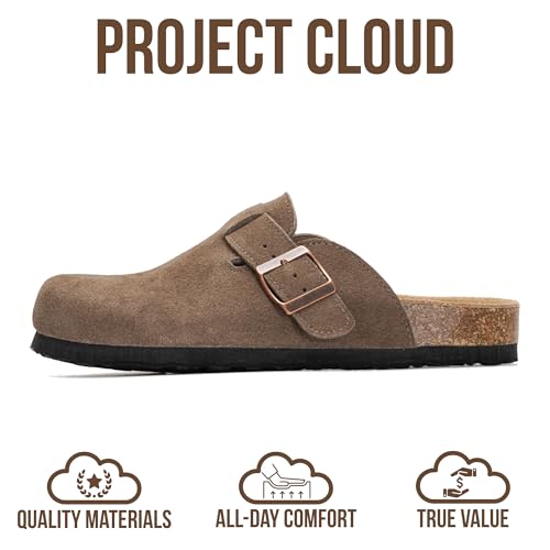 Image of Project Cloud 100% Genuine Leather Footbed Clogs for Women - Memory Foam Arch Support Slippers for Women - Trendy Slip-ons Women's Mules & Clogs Sandals