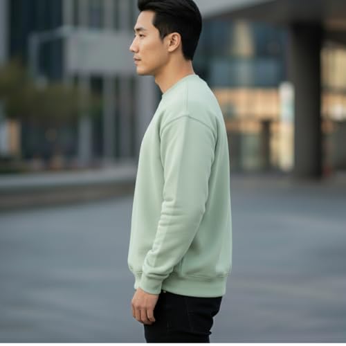 Image of Men's Crew Neck Sweatshirt, Long Sleeve, Casual Pullover, Multiple Colors Available